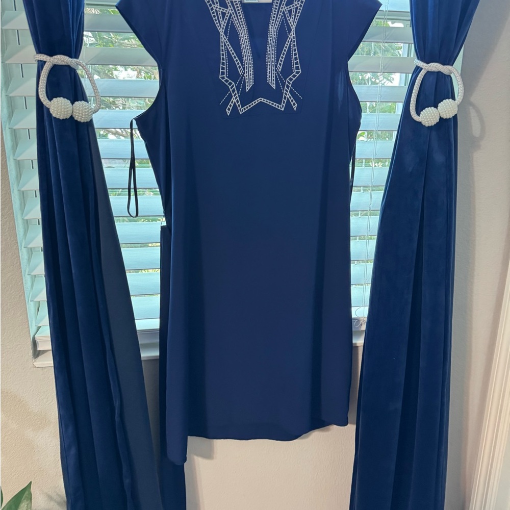 Embroidered Navy Blue Women's Top
